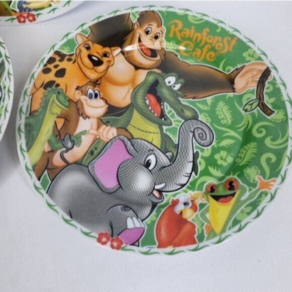 Vintage Rainforest Cafe 3 Piece Place Setting Bowl Salad Dinner Plate Br… - Picture 6 of 13